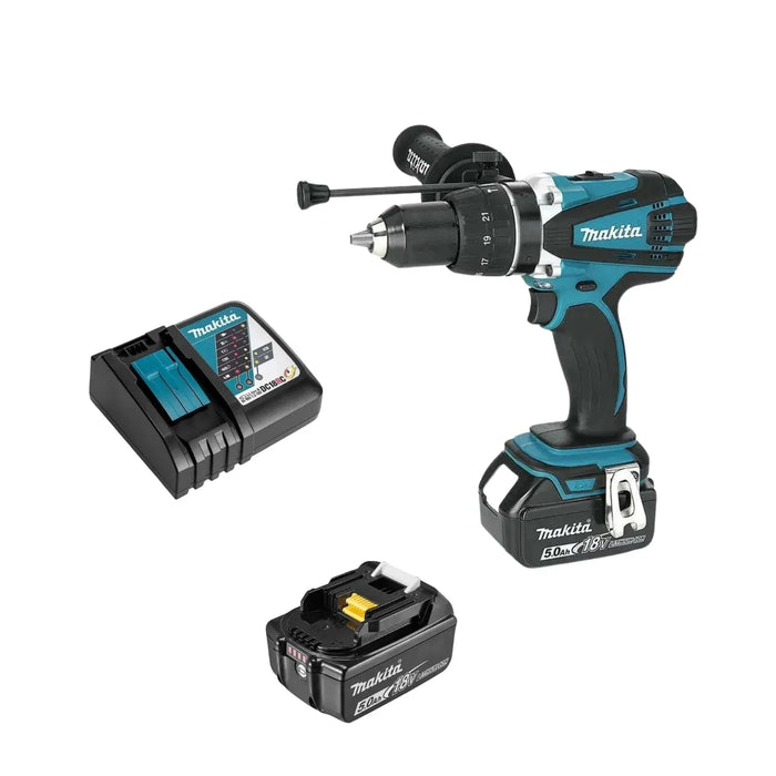 Perceuse visseuse à percussion Makita 18V Li-Ion LXT + 2 batteries 5 Ah DHP458RT - Reconditionné