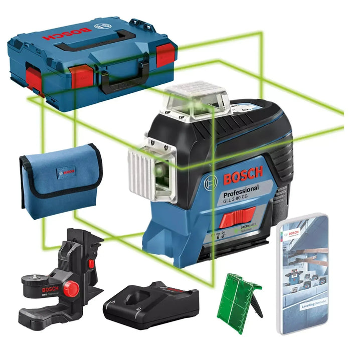 Laser lignes vert 360° Bosch Pro 12V Li-Ion + 1 batterie 2 Ah I Coffret L-BOXX GLL 3-80 CG - Reconditionné