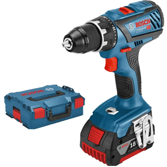 Perceuse visseuse Bosch Pro 18V Li-Ion 63Nm + 2 batteries 4Ah 4 Ah en coffret L-BOXX GSR 18V-28 - Occasion