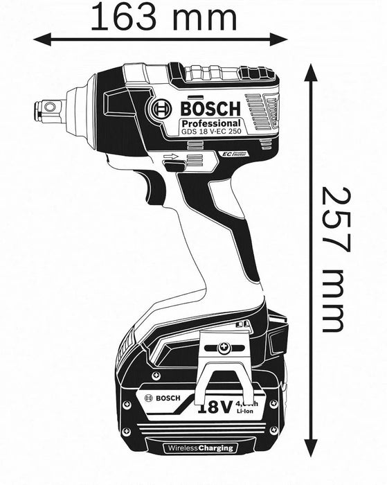 Boulonneuse à chocs BOSCH PRO 18V 250Nm + coffret XL-BOXX GDS 18 V-EC 250 (sans batterie) - Reconditionné - Drakare