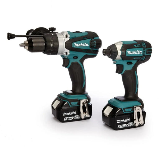 Combopack 2 outils MAKITA 18V (2x 5Ah) LXT (DHP458 - DTD152) + coffret MAKPAC DLX2145TJ - Reconditionné - Drakare