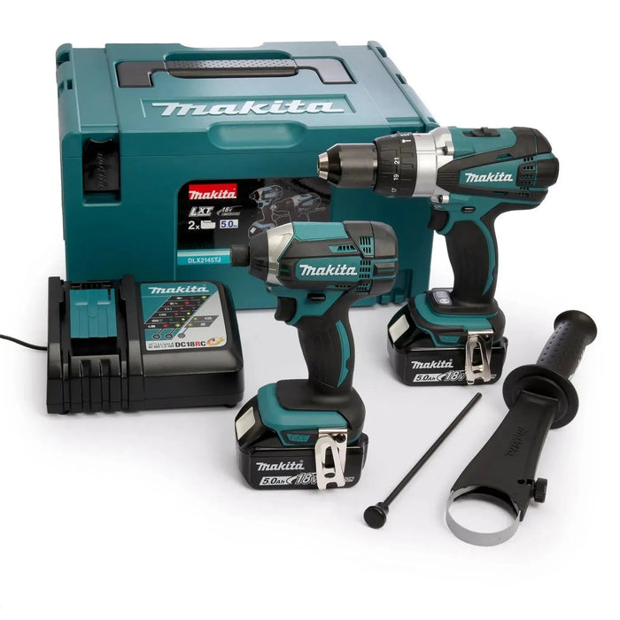 Combopack 2 outils MAKITA 18V (2x 5Ah) LXT (DHP458 - DTD152) + coffret MAKPAC DLX2145TJ - Reconditionné - Drakare
