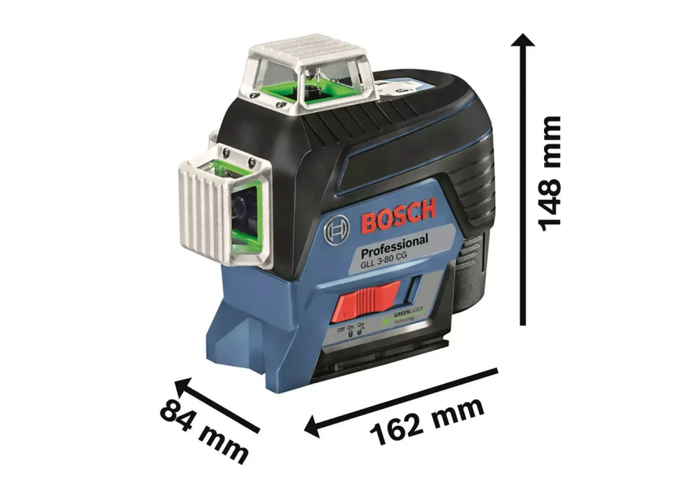 Laser lignes vert 360° Bosch Pro 12V Li-Ion + 1 batterie 2 Ah I Coffret L-BOXX GLL 3-80 CG - Reconditionné