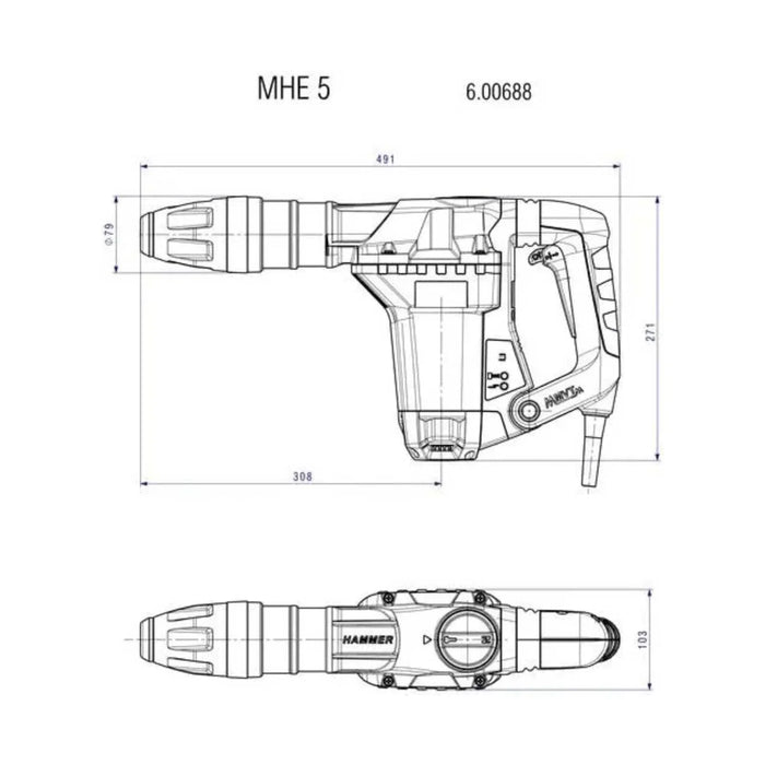 Marteau burineur METABO SDS-MAX 1300W 8,6J + mallette MHE 5 - Déstockage - Drakare