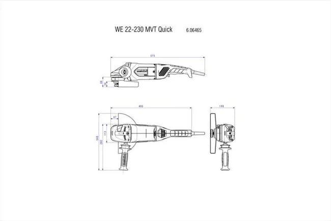 Meuleuse d'angle Metabo 2200W Ø230mm en mallette WE 22-230 MVT - Reconditionné - Drakare