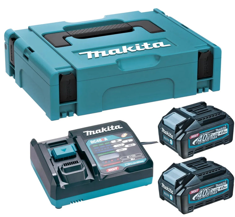 Pack 2 batteries + 1 chargeur MAKITA 40V Li-Ion 4Ah XGT DC40RA / 2XBL4040 + coffret MAKPAC 191J97-1 - Déstockage - Drakare
