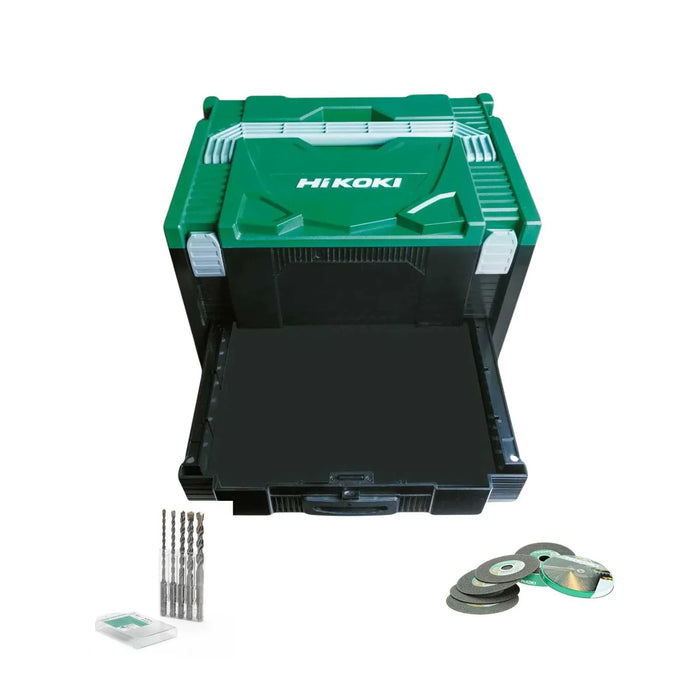 Pack 2 outils HIKOKI 18V Li-Ion (2x 5Ah) Perforateur / Meuleuse + coffret HIT-SYSTEM CASE KC18GDHZ - Déstockage - Drakare