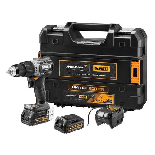 Perceuse visseuse à percussion DEWALT 18V Li-Ion (2x 1.7Ah) XR McLaren + coffret Tstak DCD85ME2GT - Reconditionné - Drakare