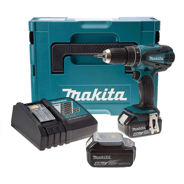 Perceuse visseuse à percussion MAKITA 18V Li-Ion (2x 4Ah) LXT + coffret MAKPAC DHP456RMJ - Déstockage - Drakare