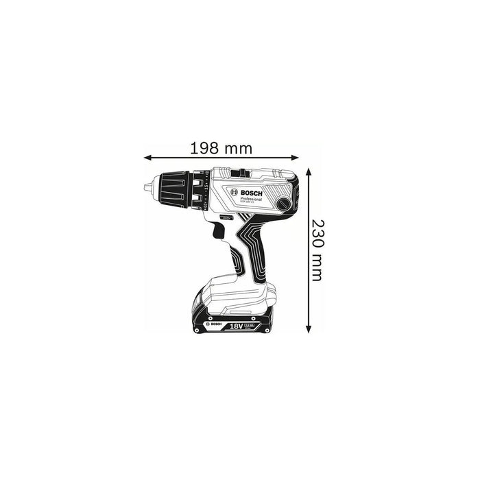 Perceuse visseuse BOSCH PRO 18V Li-Ion (2x 4Ah) + 82 accessoires + coffret GSR 18V-21 - Reconditionné - Drakare