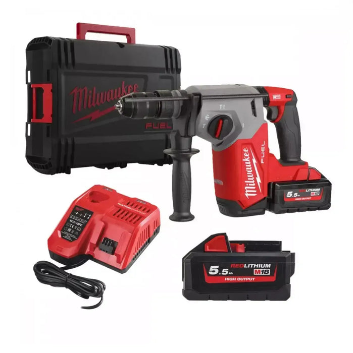 Perforateur burineur MILWAUKEE 18V (2x 5.5Ah) SDS-Plus 32 mm ONE-KEY™ + coffret HDBox M18 ONEFHPX-552X - Reconditionné - Drakare