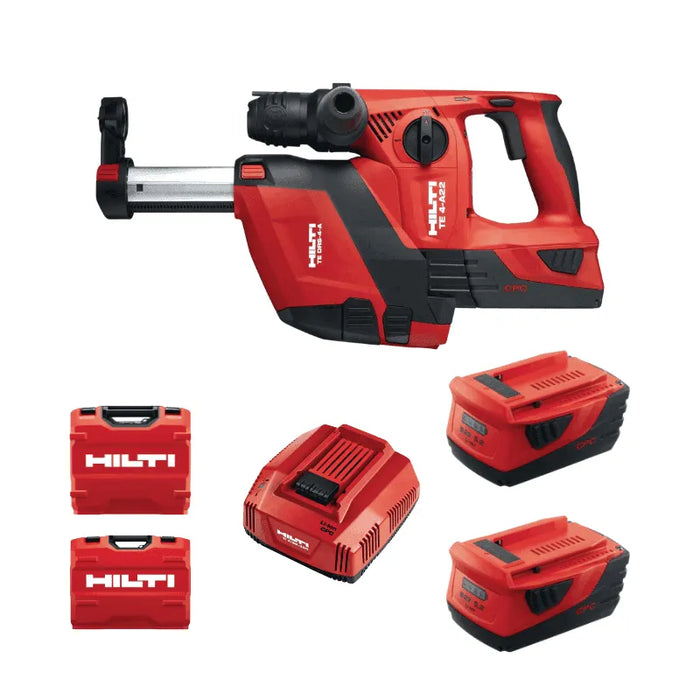 Perforateur HILTI 22V Li-Ion (2x 5.2Ah) Ø125mm + mallette TE 4-A22 + TE DRS-4-A + B22 5.2 + C4/36-350 - Reconditionné - Drakare