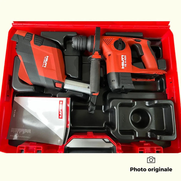 Perforateur HILTI 22V Li-Ion (2x 5.2Ah) Ø125mm + mallette TE 4-A22 + TE DRS-4-A + B22 5.2 + C4/36-350 - Reconditionné - Drakare