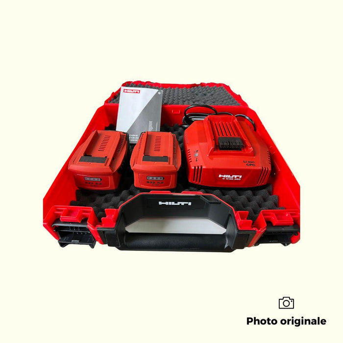 Perforateur Hilti 22V Li-Ion Ø125mm + 2 batteries 5.2 Ah en mallette TE 4-A22 + TE DRS-4-A + B22 5.2 + C4/36-350 - Reconditionné - Drakare