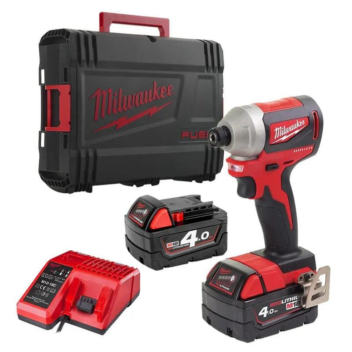 Visseuse à chocs MILWAUKEE 18V Li-Ion (2x 4Ah) 1/4" Hex 180Nm + coffret HDBOX M18 CBLID-402C - Déstockage - Drakare